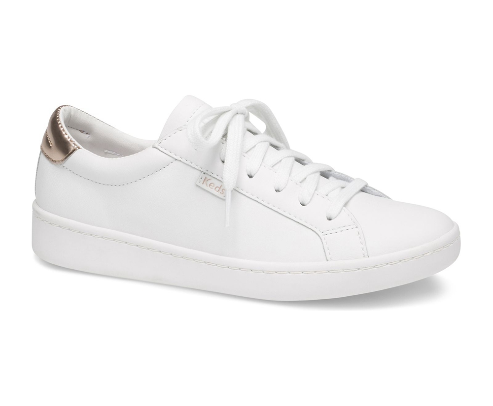 Zapatillas Keds Mujer Blancas - Ace Cuero - 980-KHPOEA